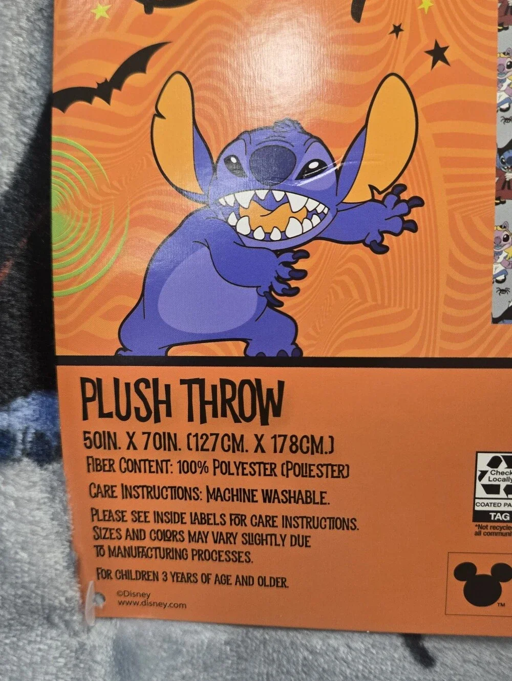 Disney Stitch & Angel Halloween Plush Throw Blanket - Gray, Alice Jafar Ursula